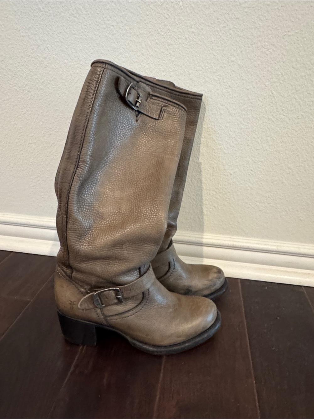 Frye Tall Leather Buckle Boots